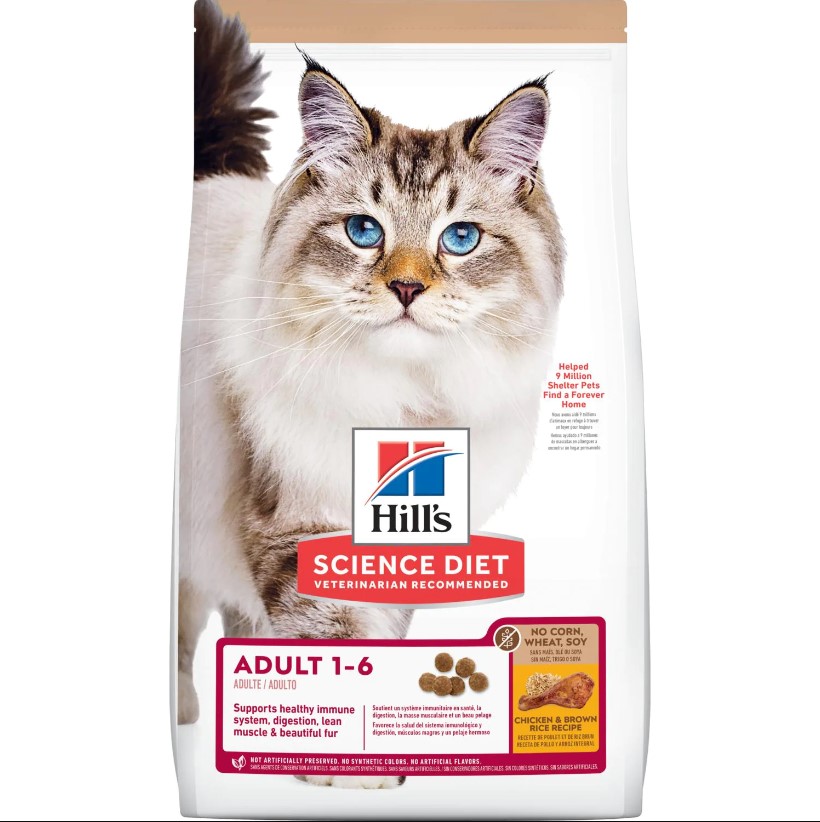 Hill's Science Diet Adult No Corn, Wheat or Soy Dry Cat Food, Chicken Recipe, 15 lb Bag